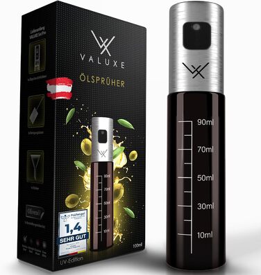 Масляний розпилювач VALUXE для кулінарної олії та оцту зі склом для захисту від ультрафіолету та розпилювальним фільтром - Пляшка з розпилювачем олії з нержавіючої сталі - Точний розпилювач оливкової олії, масляний розпилювач, масляний розпилювач (матова