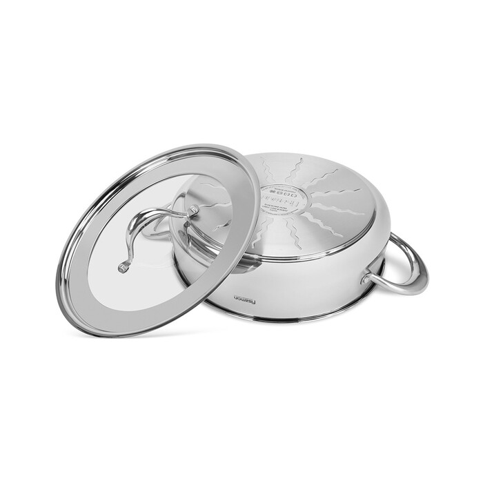 Сотейник Fissman ABSOLUTE PRO 26x7,5 см / 3,9 л зі скляною кришкою нержавіюча сталь (5548)