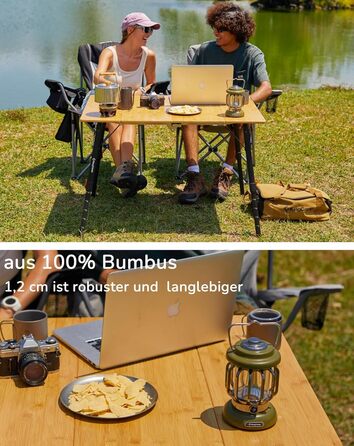 Складний бамбуковий стіл для кемпінгу 100 x 70 см KingCamp