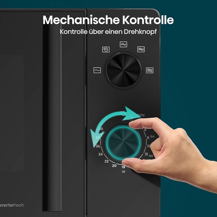 Мікрохвильова піч Hisense H20MOBP1HI / 20 л / 700 Вт / InverterTech / Керамічне покриття / Преміальне скло / Виготовлено на замовлення, багатофазне приготування / Функція розморожування / 5 рівнів потужності / Блокування від дітей / Чорна 20 л Аналогове к