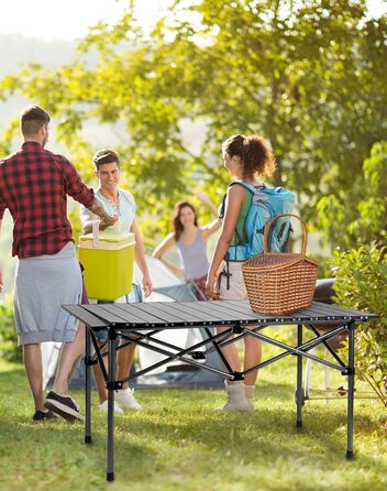 Складной стол для кемпинга 95 х 55 х 50 см черный QWORK
