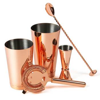 Набор бармена, 5 предметов, медное покрытие, Copper Cocktail Set, Urbanbar (Урбанбар)