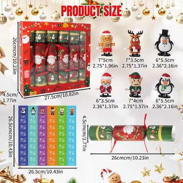 Набір з 6 різдвяних хлопавок із заводними іграшками Zhwidnerso