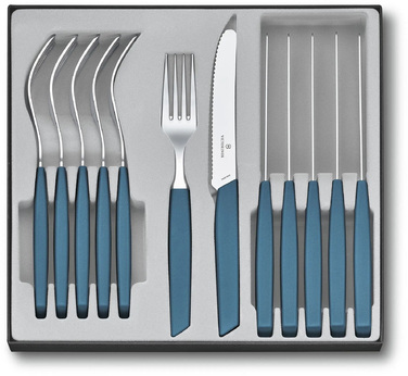 Набір кухонний Victorinox Swiss Modern Table Set 12шт з син. ручкою (6 ножів tomato, 6 віделок)