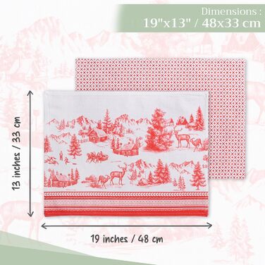 Бавовняні килимки для серветок, набір з 4 шт. , декоративні килимки для серветок, пасхальні килимки, що миються, для свят, вечерь, весни, літа (33 см x 48 см) (25 - Зимова радість), 39Hermine 100