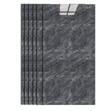Клейка плитка, мармуровий дизайн, 10 шт. - 60 см x 30 см, 3D наклейки на плитку, самоклеючі, кухонний фартух (темно-сірий)