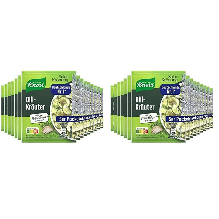 Заправка для салату Knorr з кроповими травами для смачної заправки для салату з натуральними інгредієнтами* 5 x 3 порції 15 шматочків кропової трави (Кропова трава, 9 г (150 шт.))
