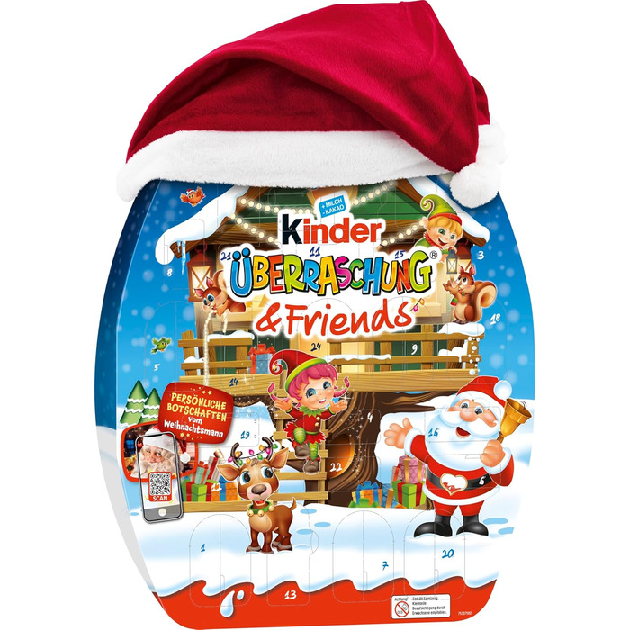 Адвент-календар із 24 шоколадними делікатесами, 370 г Surprise & Friends Kinder