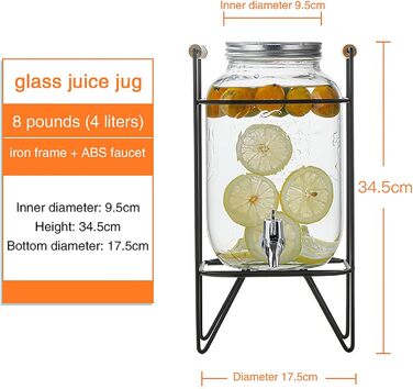 Скляний диспенсер для напоїв 4 л Generisch