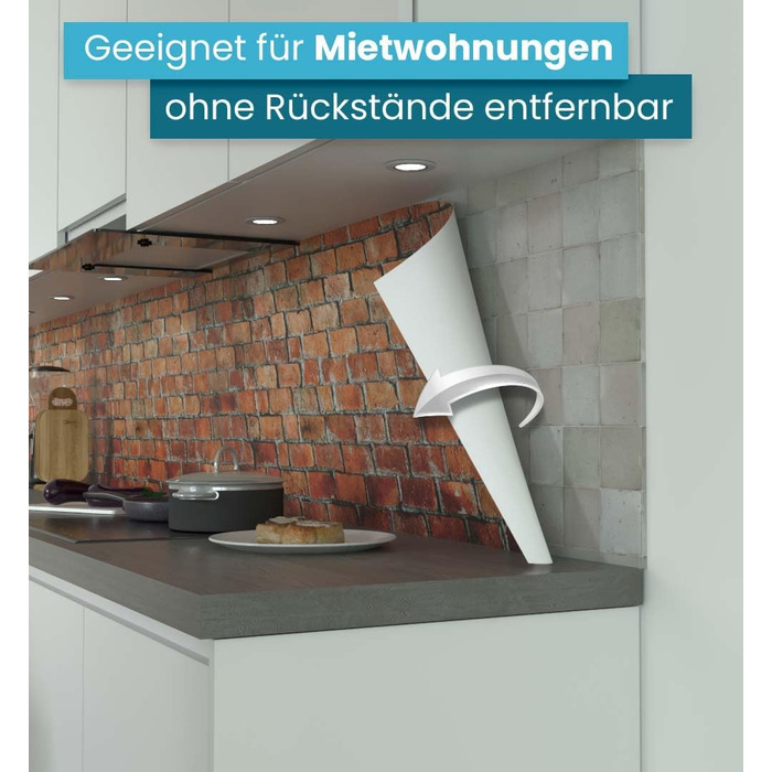 Самоклеючий кухонний фартух - матовий, преміальна бризкозахисна плівка 0,4 мм як доступна альтернатива склу, легке встановлення та очищення - висота 60 см - Дизайн Світло-сірий мармур 180 x 60 см (Червона цегла, Ш 180 см x В 60 см, 0,2 мм)