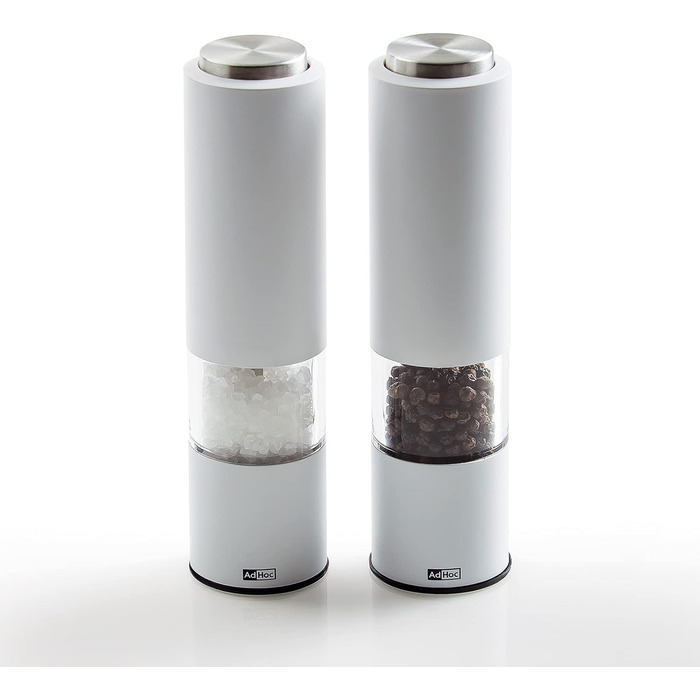 Специальная электрическая мельница для соли и перца Набор из 2 Tropica Black и White с керамической кофемолкой, регулируемой от мелкой до крупной, включая соль и перец (белый)