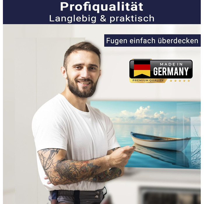 Кухонний фартух Timalo зі скляним виглядом Північне море, очерет, захід сонця, океан, солома 2-мм акрилове скло Бризкозахисна стінка для плити, скляний кухонний фартух, акрилові скляні стінові панелі, захисна панель для фартуха (280 x 58 см, 302- Весловий