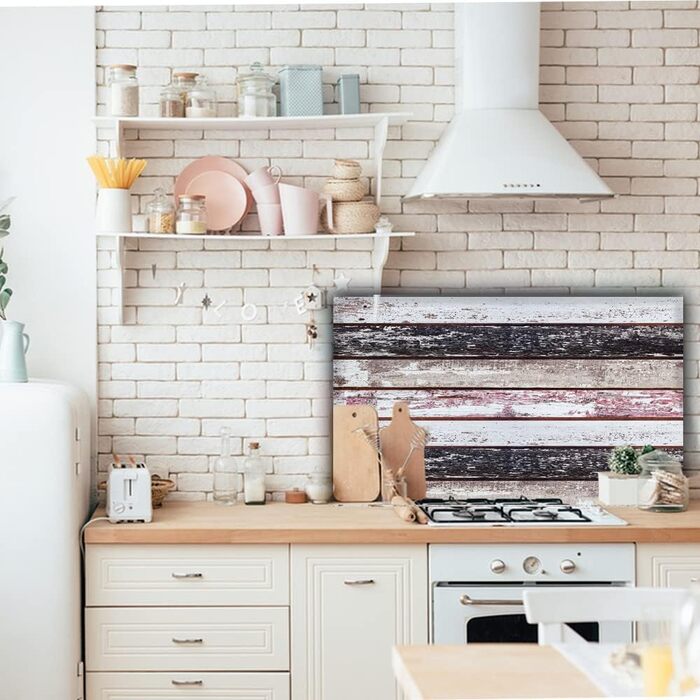 Дизайнерський кухонний бризкозахисний екран з алюмінієвого композиту, кухонний фартух, товщина 3 мм, 60x100 см, (дерев&39яні дошки чорного кольору)