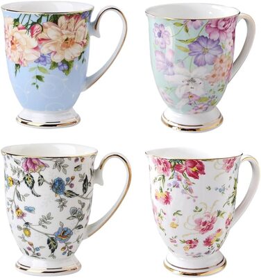 Набір з 4 кавових чашок з квітковим візерунком 300 мл MIATTCLD