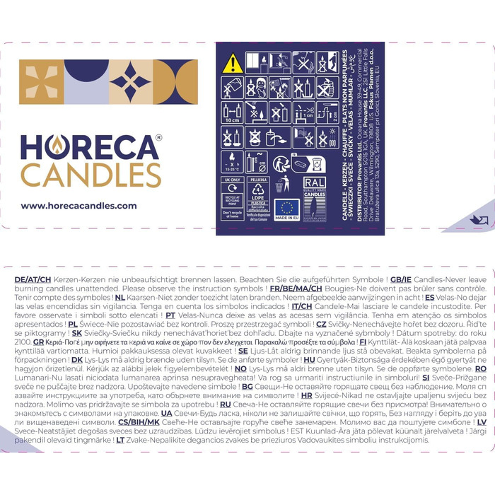 Стовпчасті свічки 6 x 12 см, час горіння 40 годин HORECA CANDLES