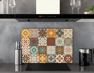 Візерунок плитки для кухонного фартуха різних розмірів Кухонний фартух Алюмінієвий композит Захист плитки Панелі Кухонна плитка Дзеркальна плитка Візерунок плитки для кухонного фартуха 3 (Алюмінієвий композит 80x55 см)