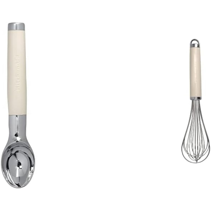 Ложка для морозива KitchenAid, ложку можна мити в посудомийній машині мигдалевий крем (мигдалевий крем, набір з вінчиком)