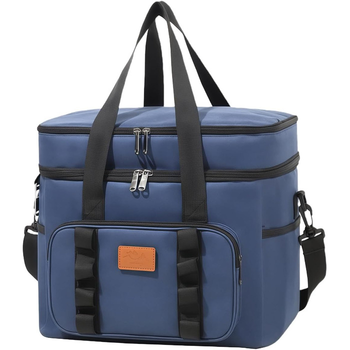 Водонепроникна термосумка для пікніка для кемпінгу, походів на пляж, регульований ремінь, містке відділення-холодильник, конструкція для зберігання, ізольовані продукти для використання на свіжому повітрі (синя)