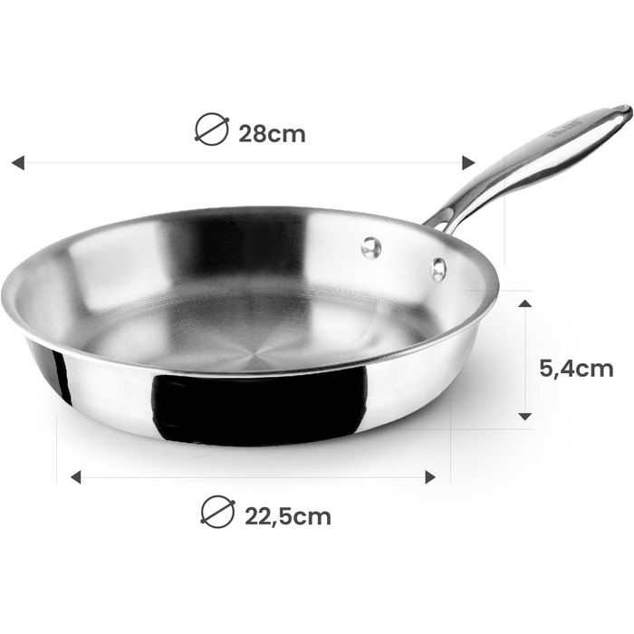 Сковорода тришарова 28 см, нержавіюча сталь Ibili