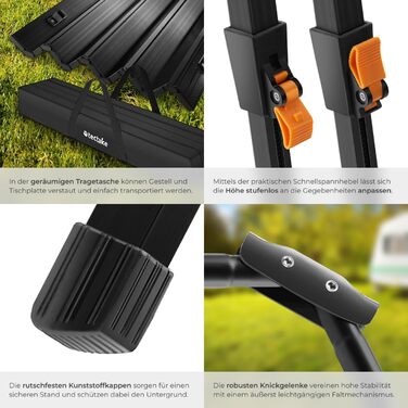 Складной алюминиевый стол для кемпинга 90 x 52 см tectake