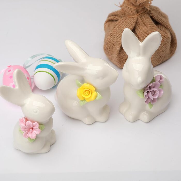 Набір керамічних фігурок пасхального зайчика 3 шт WWT