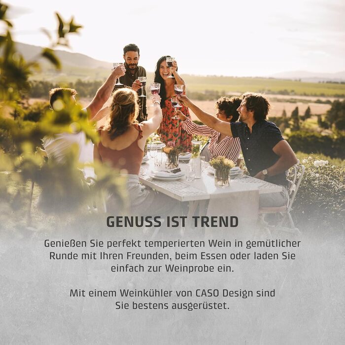 Охолоджувач для вина, розрахований на одну пляшку, з температурним режимом 5-18C, для пляшок діаметром до 9 см, сенсорне керування, корпус з нержавіючої сталі чорного кольору.