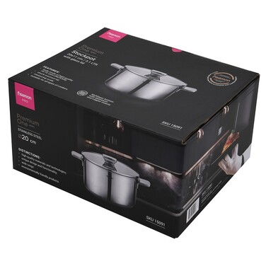 Каструля Fissman PREMIUM ONE 20x11 см / 3,1 л зі скляною кришкою нержавіюча сталь (15091)