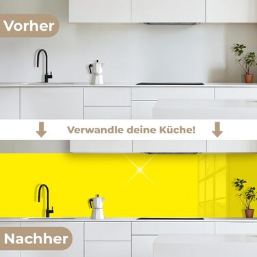 Кухонний фартух 60x250 см, самоклеючий фартух, кухонний фартух, кухонний фасад, самоклеючі кухонні фартухи - Осінь (Жовтий - Однотонний, 60 x 250 см)