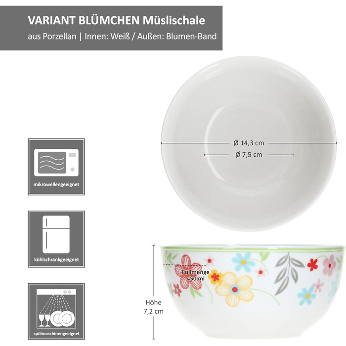 Набір із 6 тарілок для торта MamboCat Variant Floral Барвисті порцелянові тарілки для сніданку на 6 осіб Барвисті маленькі тарілки для салату, десерту та інших страв на сніданок, обід, каву та вечерю (чаша для пластівців)