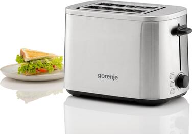 Gorenje Тостер 800Вт, підігрів, розморожування, пластик, сріблястий