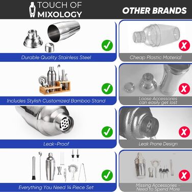 Набір бармена для коктейлів 14 предметів Touch of Mixology