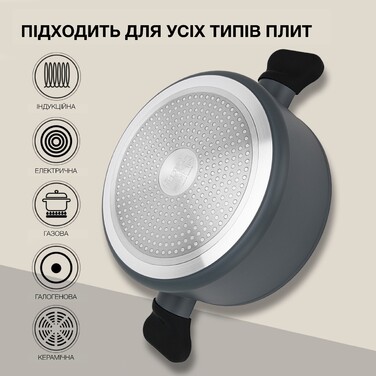 Кастрюля Fissman LAURA 20x10,5 см/3 л со стеклянной крышкой алюминий с антипригарным покрытием (14476)