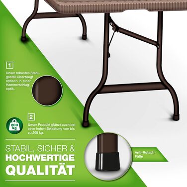 Складной стол 180x75 см коричневый tillvex