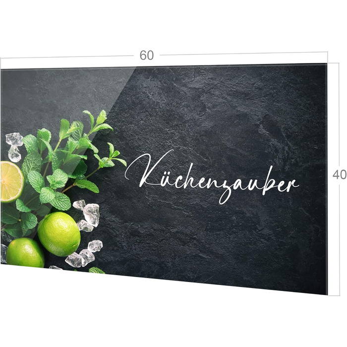 Скляний кухонний фартух GRAZDesign 4 мм Декоративний скляний фартух з квітковим мотивом Кухонний фартух сірого кольору - (Кухонна магія, 60x40 см)