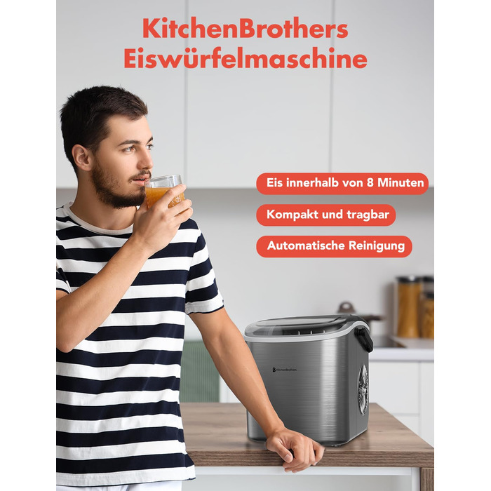 Льдогенератор 1,2 л 95 Вт серебряный KitchenBrothers
