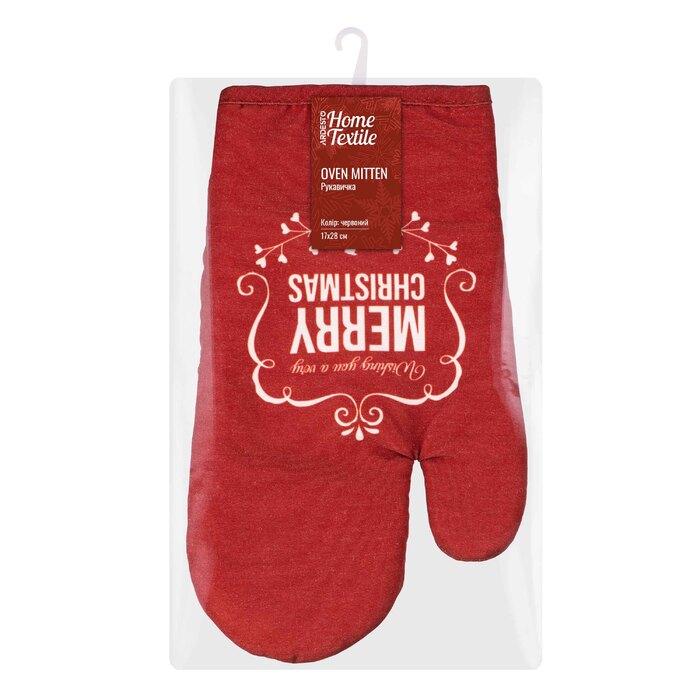 Рукавичка Ardesto Christmas Happy Holidays 17х28см, 90% поліестер, 10% бавовна, червоний