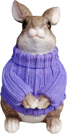 Декоративні фігурки великоднього зайчика у фіолетовому светрі colourliving