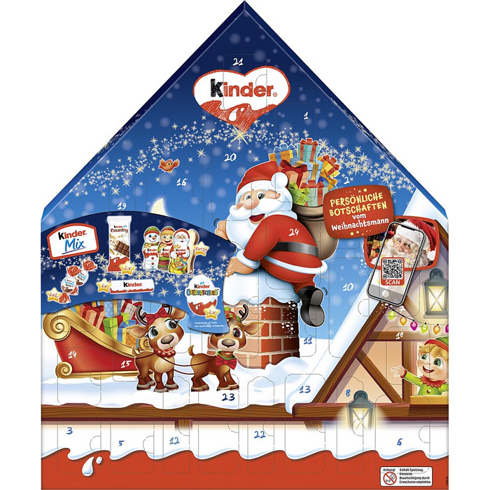 Різдвяний адвент-календар із 30 шоколадними делікатесами, 351 г Maxi Mix Kinder