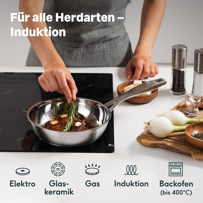 Сковорода 20 см, нержавіюча сталь без покриття Silberthal