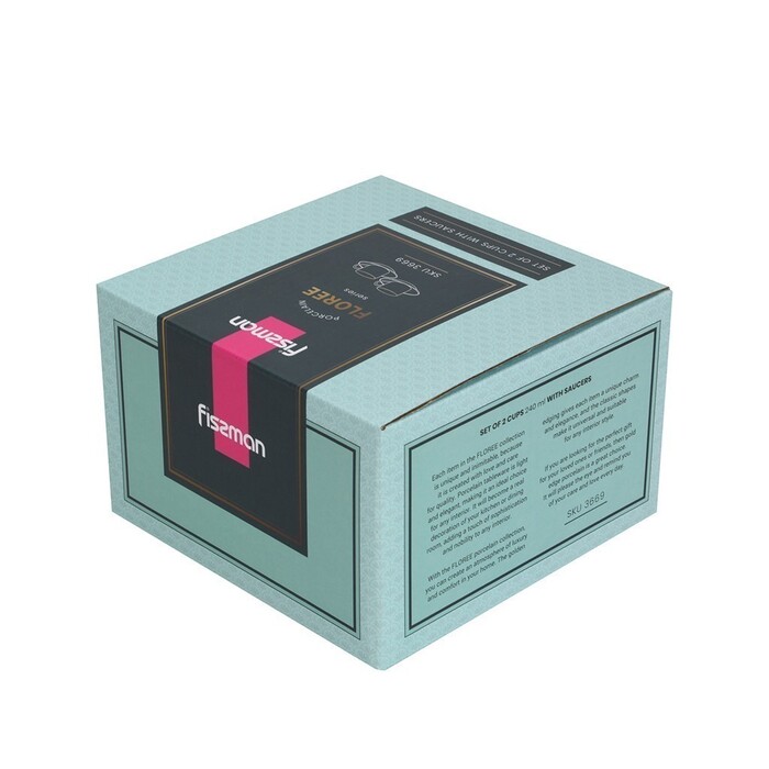 Набір Fissmanз 2-х кухлів FLOREE 240 мл з блюдцем порцеляна (3669)