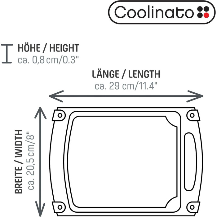 Набір обробних дощок Coolinato, 3 шт., різні розміри, антибактеріальні дошки з жолобком для збору рідини, 3 кольори для гігієнічного розділення продуктів (2 шт. зелені та червоні)