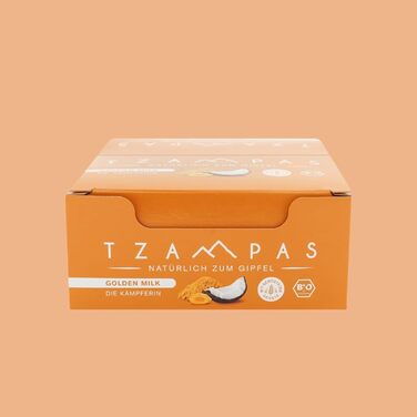 Энергетические батончики с куркумой и кокосом 16 x 40 г, Golden Milk TZAMPAS