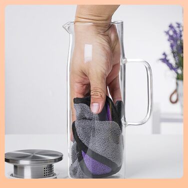 Стеклянный кувшин с крышкой для холодных и горячих напитков 1 л Sharemee