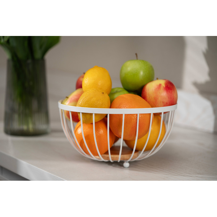Кошик Ardesto Midori 25х25х13см, метал, дерево, білий