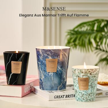 Ароматизована свічка M&SENSE велика Ароматизовані свічки з чорного удового дерева у склянці Ароматизована свічка з натурального соєвого воску Розслаблююча ароматерапія Подарунок для жінок та чоловіків, Різдво 400 г, час горіння 75 годин, 2 гніти, удове де