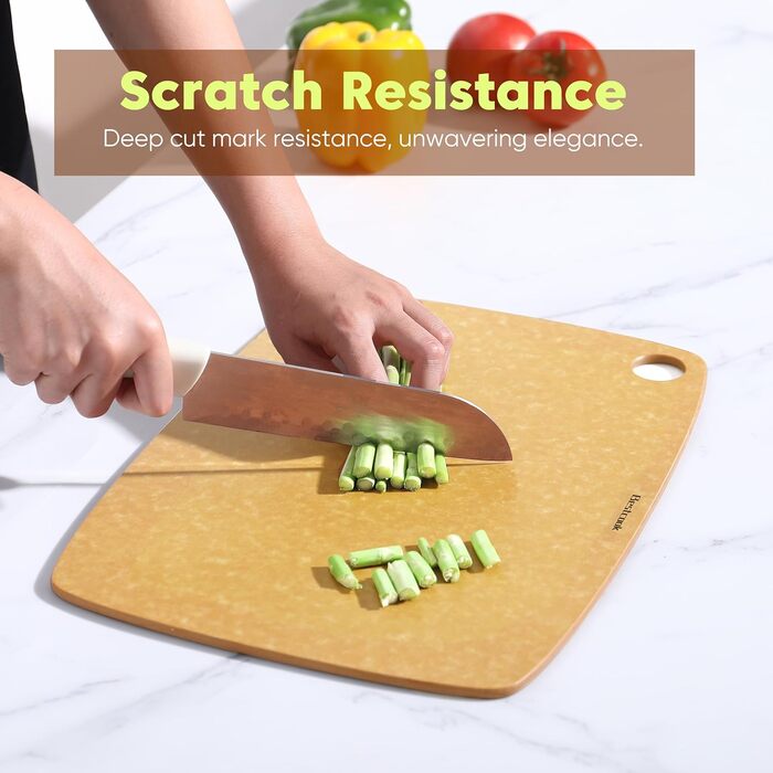 Набір обробних дощок BESTCOOK з деревного волокна, 3 шт., можна мити в посудомийній машині, висока щільність, антипористі, без BPA, не туплять ножі, ідеально підходять для нарізання мяса, овочів, сиру та хліба (дерево, велика середня)