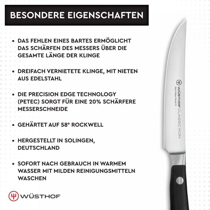 Набор ножей для стейка WSTHOF Classic Ikon, 4 шт. (Черные, отдельные ножи)