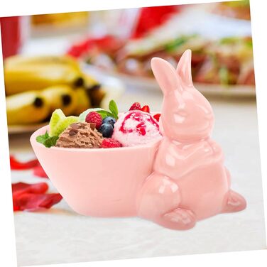 Керамическая миска с кроликом розовый HOLIDYOYO