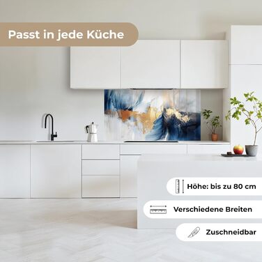 Кухонний фартух 60x80 см Самоклеючий настінний захисний екран для кухні Кухонний фартух Кухонні фасади Кухонні фартухи Кухонна стіна Вода - Пейзаж - (Золотисто-синій, 80 x 150 см)