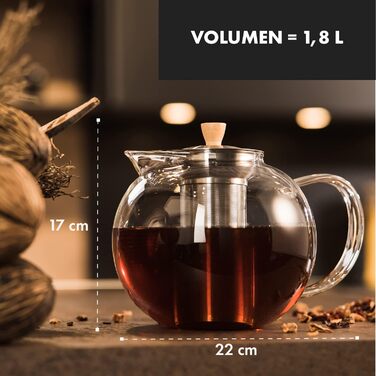 Чайник заварювальний скляний 1,8 л з фільтром для чаю Glaswerk